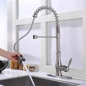 Hot Sale Model of Pull Out <strong>Sprayer</strong> Kitchen <strong>Faucet</strong> Spring <strong>Commercial</strong> Kitchen <strong>Sink</strong> Taps with Deck Plate Brushed Color - Product Image 3