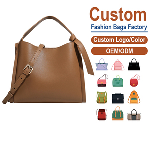 Sac seau minimaliste en cuir de vachette avec lien latéral, sac panier décontracté de voyage polyvalent pour femme, fabrication d'échantillons OEM/ODM - Product Image 1