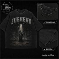Camiseta Casual de Manga Corta con Cuello Redondo para Hombre, 280 g/m², 100 % Algodón, Estampado de Personajes DTG, Ecológica y Transpirable, Venta al por Mayor