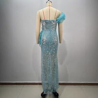 Robe de soirée d'été sans bretelles avec bordure à volants, silhouette ajustée en A, longue fente latérale, robe maxi