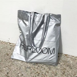 Bolsa de compras plateada metálica, bolsa de almacenamiento de comestibles de gran capacidad para supermercado, bolsos de cuero PU impermeables - Product Image 3