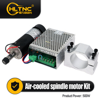 Kit de moteur de broche CNC refroidi par air HLTNC 500W 12000 tr/min DC avec alimentation et contrôleur de vitesse pour gravure, fraisage et perçage