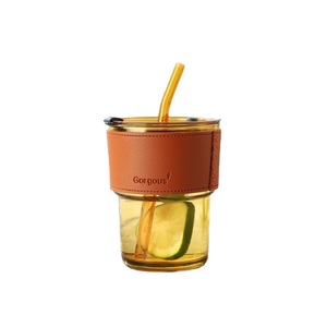 Gorgous Glass <b>Cup</b> With Straw Reusable Portable For Coffee Juice Travel - Product Image 1