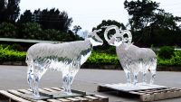 JingYue personalizado resina clara Toro arte transparente hogar Hotel Villa ornamento hecho a mano elegante artesanía decoración escultura