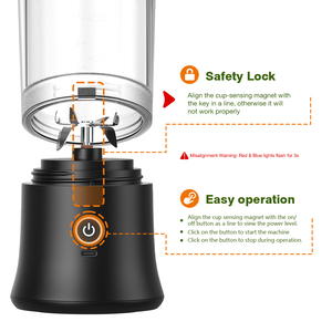 Vaso Mezclador Portátil de 6 Cuchillas y 500 ml con Asa, Mini Licuadora Recargable por USB, Vaso para Jugos Deportivos para Viajes al Aire Libre - Product Image 6