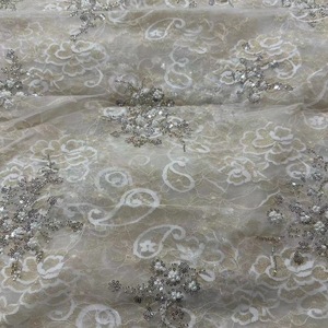 Tessuto in Pizzo di Lusso con Paillettes, Doppio Strato di Filato con Perline, Tessuto Ricamato in Pizzo Dorato per Abiti <span class=keywords><strong>da</strong></span> Donna e Cerimonia - Product Image 4