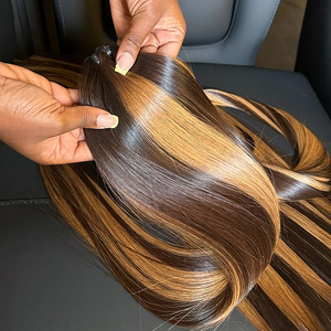 Cheveux raides couleur brun foncé et <span class=keywords><strong>blond</strong></span> 4/27, extensions de cheveux humains 100% vierges non traités, vraies extensions de cheveux humains pour femmes - Product Image 5