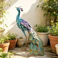 Décoration de jardin en métal faite à la main OEM ODM, statue de paon pour la décoration de jardin et de patio