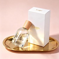 Flacon de parfum vide en verre transparent de luxe de 30 ml, 50 ml, 75 ml, 100 ml, petit flacon cylindrique avec bouchon en bois