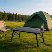Table de camping tactique portable de haute qualité avec crochet lumineux multifonction, design métallique moderne pour une utilisation en extérieur