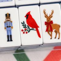 Tuiles de Mahjong de Noël sculptées en acrylique à trois couches, portables et modernes, pour divertissement familial et fêtes de fin d'année