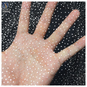 YX246-1 Dökülmeyen Toptan Siyah Polyester Gelinlik Düğün Gümüş Simli Parlak Tül Noktalı File Kumaş - Product Image 5