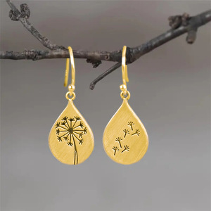 Boucles d'oreilles pendantes vintage en forme de pissenlit pour femme, accessoires d'oreille simples pour le quotidien - Product Image 2