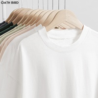 T-shirt Homme en Coton Lourd Super Épais 300 g/m² Coupe Oversize Épaules Tombantes Col Rond Coupe Boxy