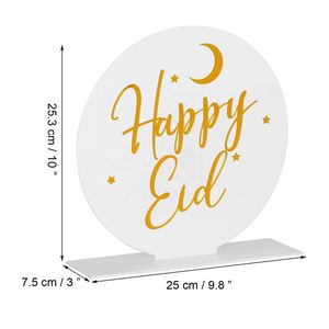 Islamic <b>Gift</b> Ramadan Party Decoration <b>Umrah</b> Table Stand Hijj Mubarak Acrylic White Happy Eid Decor Sign - Product Image 2