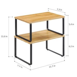 Ensemble de 4 étagères de rangement pour armoire <span class=keywords><strong>en</strong></span> bois naturel, écologiques et de qualité alimentaire, <span class=keywords><strong>en</strong></span> bambou naturel pour comptoir de cuisine - Product Image 3