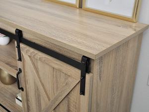 Super Mini 4FT Double <span class=keywords><strong>Porte</strong></span> <span class=keywords><strong>Coulissante</strong></span> Grange Quincaillerie Noir Acier Laiton Rails À Rouleaux Meuble TV <span class=keywords><strong>Placard</strong></span> <span class=keywords><strong>Placard</strong></span> Armoire <span class=keywords><strong>De</strong></span> Stockage Kits - Product Image 6