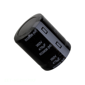 Condensateur à électrolyte aluminium canal fabricant CAP ALUM 470UF 20% 350V SNAP TH Through Hole EET-HC2V471KF 470 uF - Product Image 1