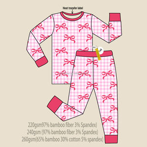 रूइडियन कस्टम थोक वैलेंटाइन के दिन बच्चों के कपड़ों ने लड़कियों को बांस फाइबर की लंबी आस्तीन वाले मूव्स 2-पीस सेट - Product Image 4