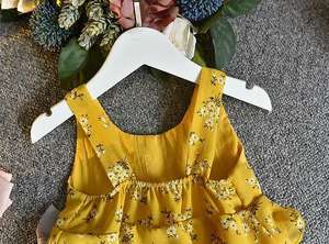 Robes décontractées pour filles, enfants, couleur jaune coréenne, avec bijoux et nœud décoratif - Product Image 6