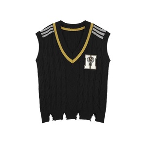 Gilet personnalisé en tricot torsadé <span class=keywords><strong>pour</strong></span> l'industrie lourde badge LOGO brodé <span class=keywords><strong>col</strong></span> en <span class=keywords><strong>V</strong></span> <span class=keywords><strong>pull</strong></span> uniforme <span class=keywords><strong>sans</strong></span> manches <span class=keywords><strong>pour</strong></span> femmes - Product Image 2