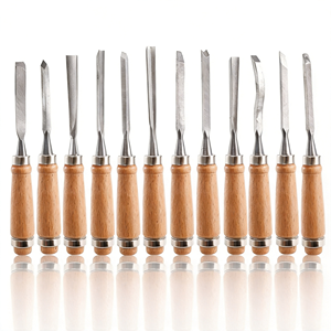Outils de sculpture sur <span class=keywords><strong>bois</strong></span> en acier inoxydable, 12 pièces, gouges, ciseaux, couteaux pleine taille, étui souple, outils à main pour débutants et professionnels - Product Image 1