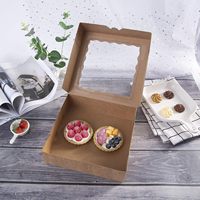 Scatole per Pasticceria in Carta Kraft Marrone da 12 Pollici, Scatole Grandi per Torte 12x12x2.5 Pollici con Finestra in PVC, Scatola Naturale Monouso per Biscotti