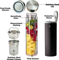 Haute Borosilicate verre clair Durable épais thé infuseur bouteille d'eau fruits Carafe tasses Camping écologique 2024 cadeau de noël