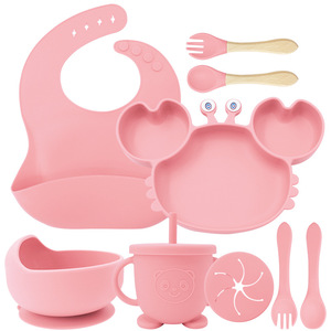 XLEE Plateau de <span class=keywords><strong>repas</strong></span> en silicone de qualité alimentaire pour enfants <span class=keywords><strong>Ensemble</strong></span> d'alimentation pour bébé avec bol à fond d'aspiration et cuillère Vaisselle pour enfants - Product Image 6