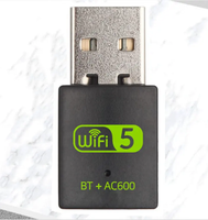 Dongle WiFi Dual Band 2.4G/5G 600mbps Berkualitas Tinggi 2-in-1 dengan Antarmuka USB2.0 untuk Laptop, Tanpa Driver, Kartu Jaringan Nirkabel, Tersedia