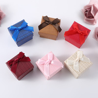 Boîte de rangement pour bijoux de luxe, petite et carrée, avec nœud papillon