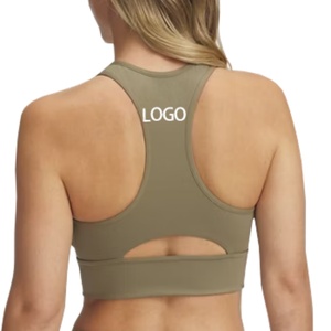 Tops courts pour femmes très vendus, tops courts à fermeture éclair sur le devant avec rembourrage intégré pour la poitrine, soutiens-gorge de sport respirants, Ropa Deportiva de soutiens-gorge pour femmes - Product Image 1