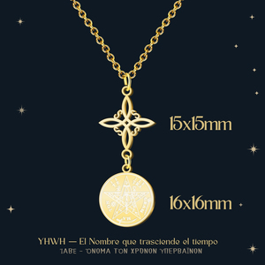 Collana a Catena in Acciaio Inossidabile Tetraramaton Nodo della Strega Dorato Amuleto Protettivo Portafortuna Ciondoli Raffinati Unisex - Product Image 4