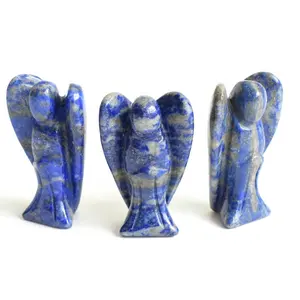 2 Inch Lapis Lazuli Angel Hand Carved Natural Gemstone Crystals Healing Angel Carving Statue