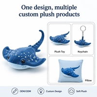 Peluche personnalisée Raie Manta OEM ODM, jouet en peluche doux, animal marin, cadeau mignon, faible MOQ, fabricant grossiste, usine exportatrice