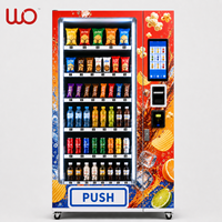 Distributeur automatique de boissons et de collations intelligent commercial, écran tactile 5 pouces, capacité de 300 à 600 unités, paiement en espèces/pièces/carte, libre-service, en acier inoxydable