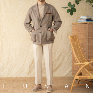 Giacca da abito da <span class=keywords><strong>piccola</strong></span> <span class=keywords><strong>borghesia</strong></span> retrò giacca Casual leggera da uomo rilassata alla moda per abiti da cerimonia primaverili - Product Image 5