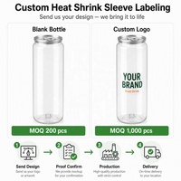 Bouteilles en plastique PET transparentes personnalisées avec logo de marque, sérigraphiées, avec couvercles, 350 ml, 500 ml, anti-fuite, pour jus et sodas, vente en gros