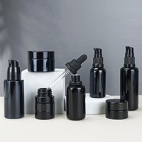 Botellas de Vidrio Violeta Oscuro de Lujo de 30ml/50ml/100ml con Gotero, Bomba Pulverizadora y Tarro para Crema Facial para Sérum para el Cuidado de la Piel