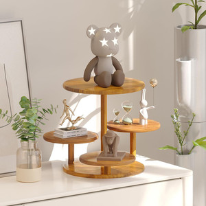 Wooden Multi Tier Dessert <b>Stand</b> Round Natural Color 4 Tier For Birthday Parties Cupcakes Pastries Tabletop Display - Product Image 3