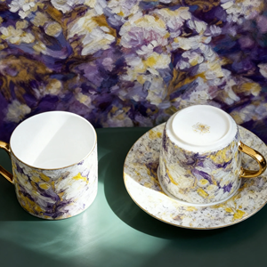 Tazza da caffè tradizionale <span class=keywords><strong>in</strong></span> ceramica turca con manico <span class=keywords><strong>in</strong></span> oro Bone China tazza da tè torna a scuola essenziale artigianale tazze da tè piattini - Product Image 3