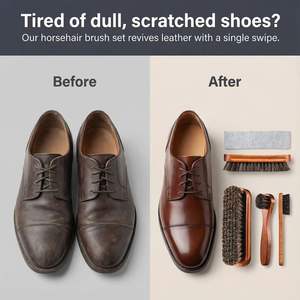 Juego de Cepillos de Crines de Caballo de Primera Calidad para Limpiar y Pulir Zapatos, Suministro de Fábrica |   Mango de Madera Maciza |   OEM/ODM Disponible - Product Image 2