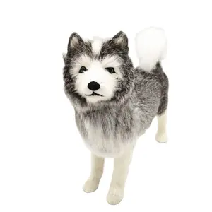 Holiday popular gift christmas party supplies decoration cute pet life size real like husky dog doll toys