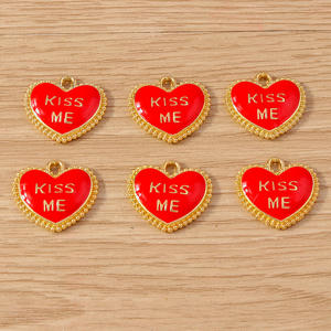 Weny, 10 piezas por paquete, nuevo accesorio en forma de corazón, colgante de pulsera romántico <span class=keywords><strong>KISSME</strong></span> con forma de corazón - Product Image 2