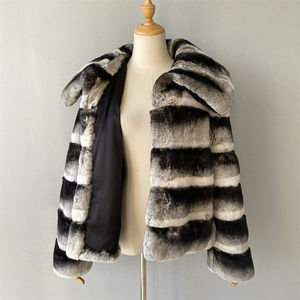 Abrigo de Piel de Conejo <span class=keywords><strong>Chinchilla</strong></span> Natural Jxwatcher, Cuello Grande, Personalizable, Abrigo de Invierno de Lujo para Mujer, Piel de Conejo Rex Auténtica - Product Image 6