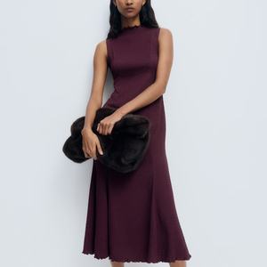 Vestido Midi Fruncido para Mujer, Top Ventas, Vestido de Verano con Cuello Fruncido Elástico, Vestido Casual Holgado para la Playa - Product Image 1