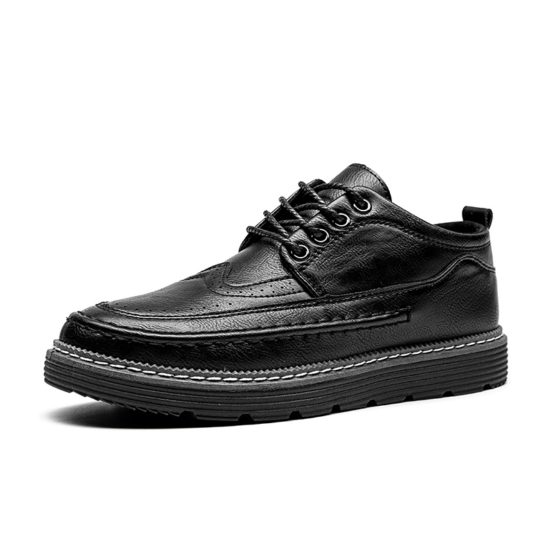 Новейший дизайн 2021, Мужская классическая обувь из искусственной кожи с круглым носком, на шнуровке
