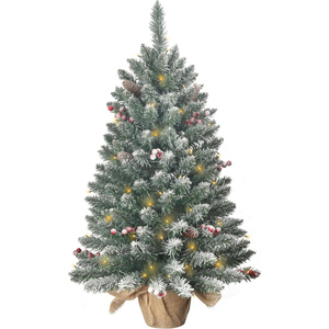 Petit sapin de Noël artificiel blanc en PE et PVC de 45/60/90 cm avec lumières et décorations - Product Image 1