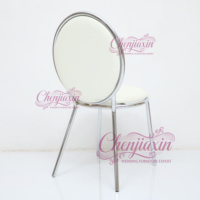 Chaise de mariage de luxe 2026, design détachable, dossier en O, en métal argenté brillant, empilable, pour salle à manger, appartement, parc, personnalisable en usine
