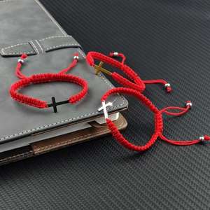 Direct Factory Hand-Woven Stainless Steel Religious Cross <b>Couple</b> <b>Bracelet</b> Woven Cross Charm <b>Bracelet</b> Cross-Border New Arrival - Product Image 3